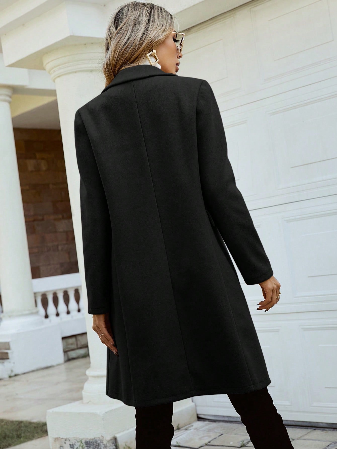 SHEIN Clasi Double Breasted Lapel Collar Overcoat Fall Winter Cloth for Women