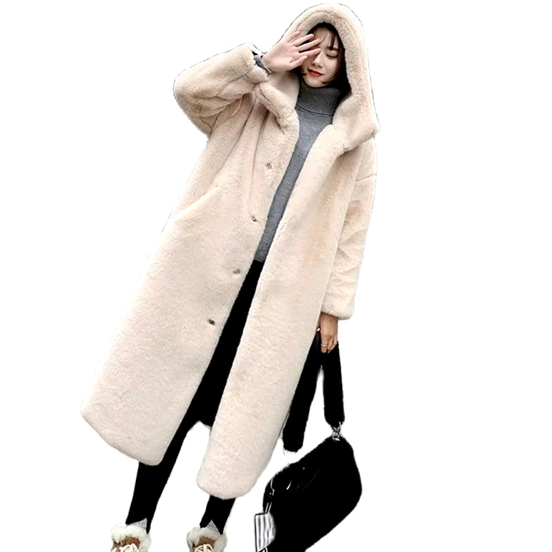 Winter Jacket Women High Quality Faux Rabbit Fur Coat Luxury Long Fur Jacket Overcoat Thick Warm Large Size Female Plush Coats