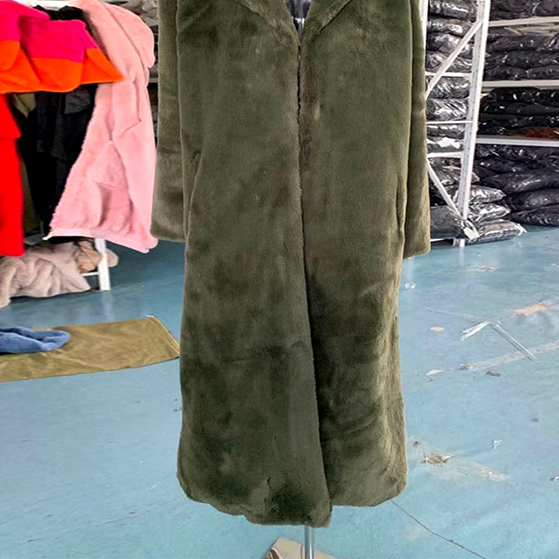 Winter Jacket Women High Quality Faux Rabbit Fur Coat Luxury Long Fur Jacket Overcoat Thick Warm Large Size Female Plush Coats